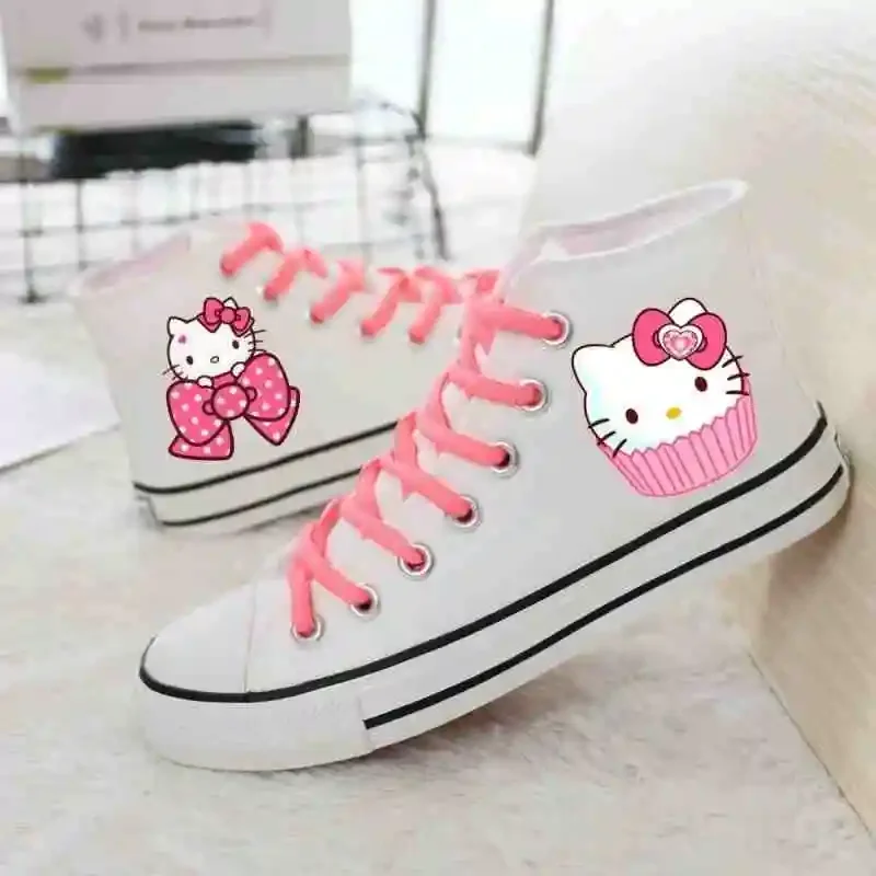 Sanrio Kawaii Hello Kitty Students Graffiti Canvas Shoes Anime Cartoon Exquisite Creative Women's High-top White Flat Sneakers
Sanrio Kawaii Hello Kitty Students Graffiti Canvas Shoes Anime Cartoon Exquisite Creative Women's High-top White Flat Sneakers