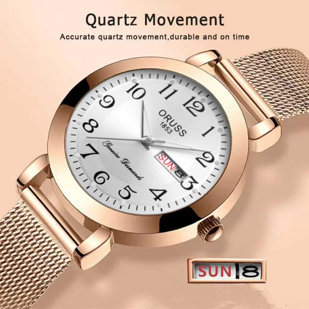 ORUSS Women's Watch; Classic Stainless Steel Mesh Band; Various Styles; Simple and Stylish; Women's Birthday Gift
ORUSS Women's Watch; Classic Stainless Steel Mesh Band; Various Styles; Simple and Stylish; Women's Birthday Gift