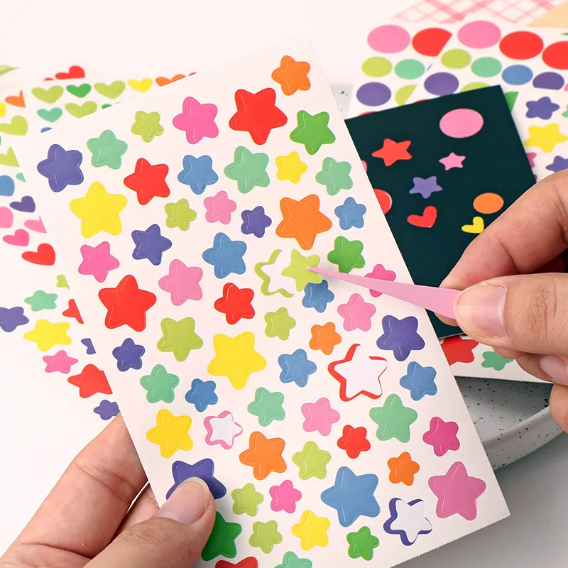 6pcs Clipbook Stickers Self-adhesive Adhesive Album Decoration Accessories DIY Stickers Star Heart Dots Color Handicrafts
6pcs Clipbook Stickers Self-adhesive Adhesive Album Decoration Accessories DIY Stickers Star Heart Dots Color Handicrafts