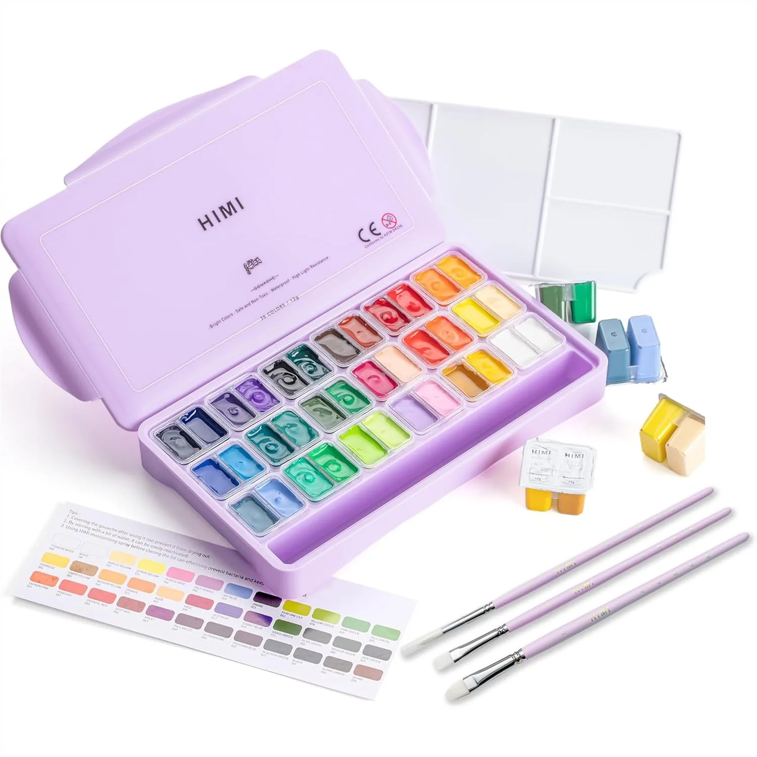 36 Colors Jelly Gouache Paint Set with 3 Brushes, 12g Each, Twin Cup Design for Canvas & Paper, Art Supplies for Artists
36 Colors Jelly Gouache Paint Set with 3 Brushes, 12g Each, Twin Cup Design for Canvas & Paper, Art Supplies for Artists