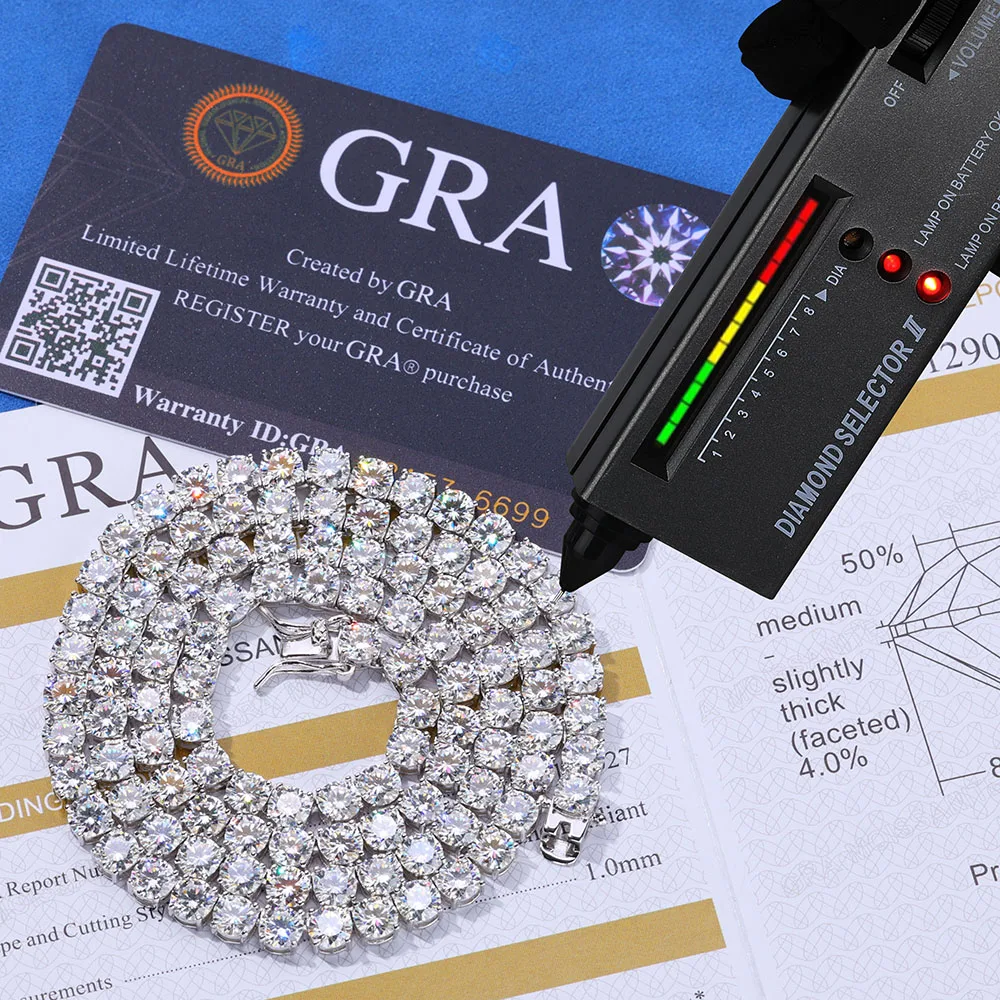 Теннисная цепочка с муассанитом и бриллиантами в стиле хип-хоп, женская стерлинговое серебро 925 пробы, 2/3/4/5/6 мм, тонкая блестящая цепочка со льдом VVS, ожерелье, ювелирные изделия 
Теннисная цепочка с муассанитом и бриллиантами в стиле хип-хоп, женская стерлинговое серебро 925 пробы, 2/3/4/5/6 мм, тонкая блестящая цепочка со льдом VVS, ожерелье, ювелирные изделия