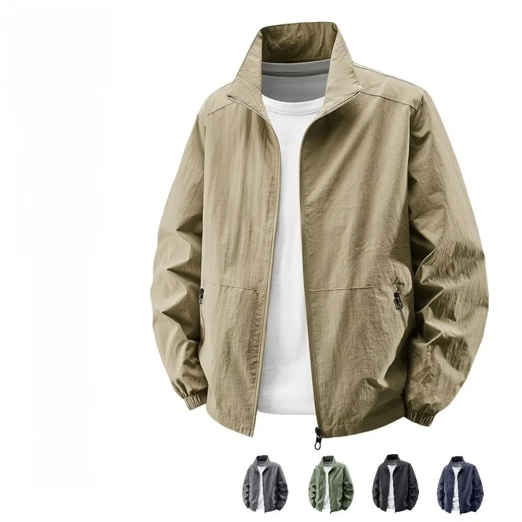 Мужская демисезонная куртка с воротником-стойкой без капюшона для активного отдыха, ветрозащитная, водонепроницаемая, рабочая одежда, свободный крой, однотонная, повседневная
Мужская демисезонная куртка с воротником-стойкой без капюшона для активного отдыха, ветрозащитная, водонепроницаемая, рабочая одежда, свободный крой, однотонная, повседневная