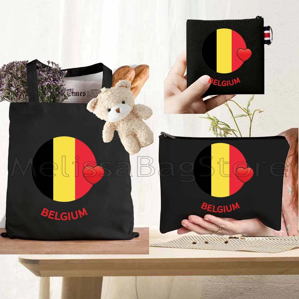 4PCS Gifts Set Belgium Heart Flag Black Canvas Tote Bag Handbag with Doll Key Coin Purse Cosmetic Makeup Toilet Bag Case Pouch
4PCS Gifts Set Belgium Heart Flag Black Canvas Tote Bag Handbag with Doll Key Coin Purse Cosmetic Makeup Toilet Bag Case Pouch