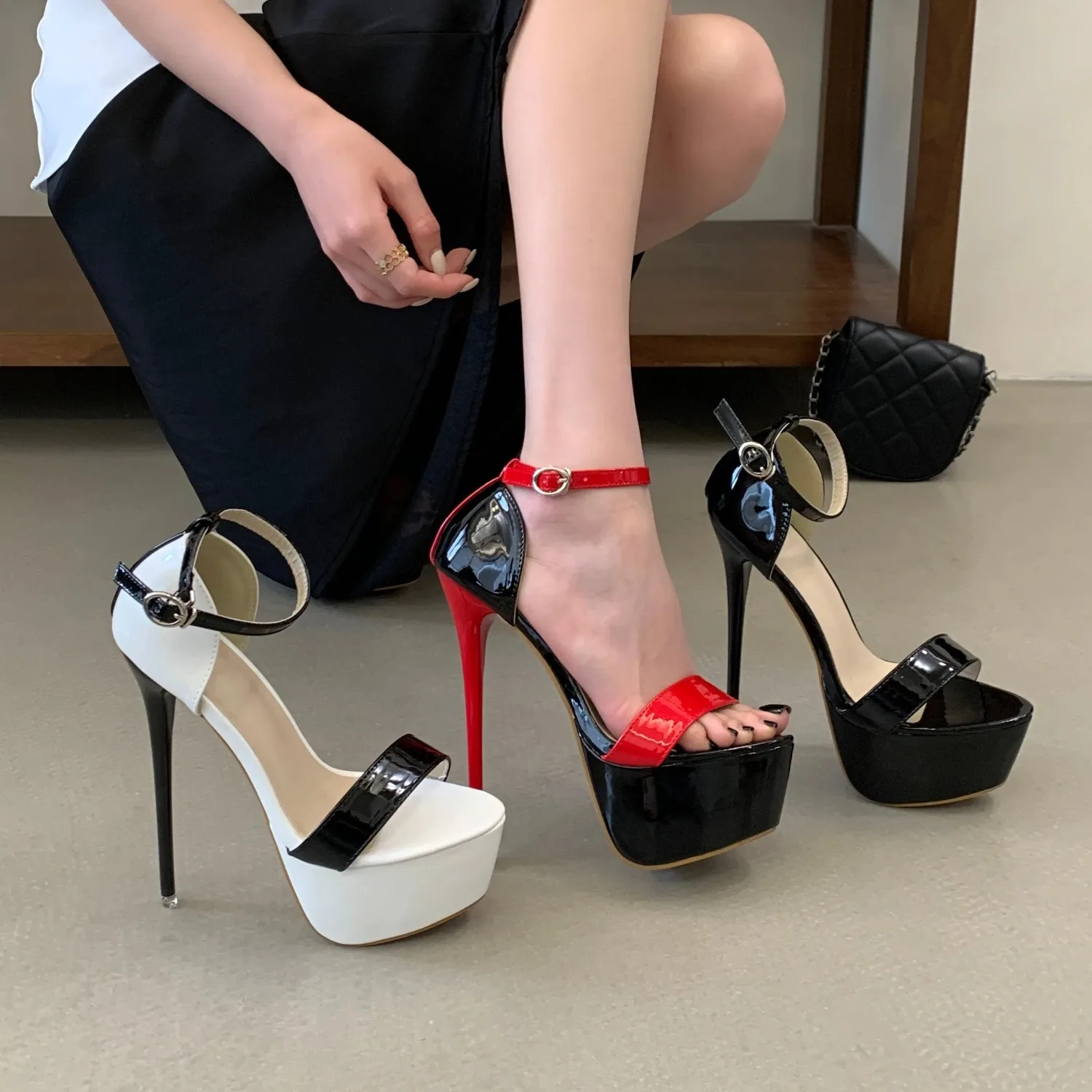 Two-tone Patent Ankle Strap Platform Sandals, 16CM Stiletto Plus Size 34-46 Pole Dance Club Party Wedding Daily Dress Shoes
Two-tone Patent Ankle Strap Platform Sandals, 16CM Stiletto Plus Size 34-46 Pole Dance Club Party Wedding Daily Dress Shoes