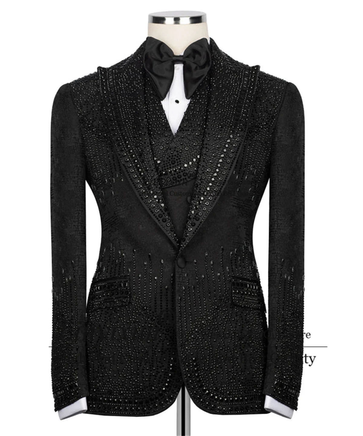 Luxury Beaded Crystals Men Suits Customized Terno Masculino Completo 3 Pieces Sets Male Prom Blazer Slim Jacquard Groom Tuxedos
Luxury Beaded Crystals Men Suits Customized Terno Masculino Completo 3 Pieces Sets Male Prom Blazer Slim Jacquard Groom Tuxedos