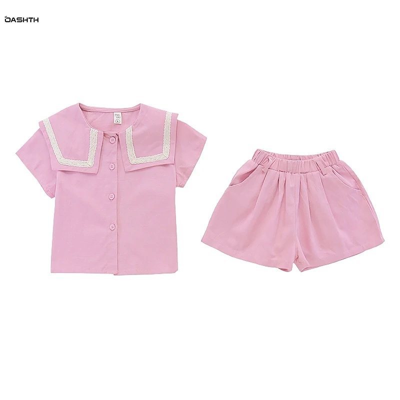 OASHTH Girls summer short-sleeved suit new children's clothes shorts solid color two-piece set
OASHTH Girls summer short-sleeved suit new children's clothes shorts solid color two-piece set