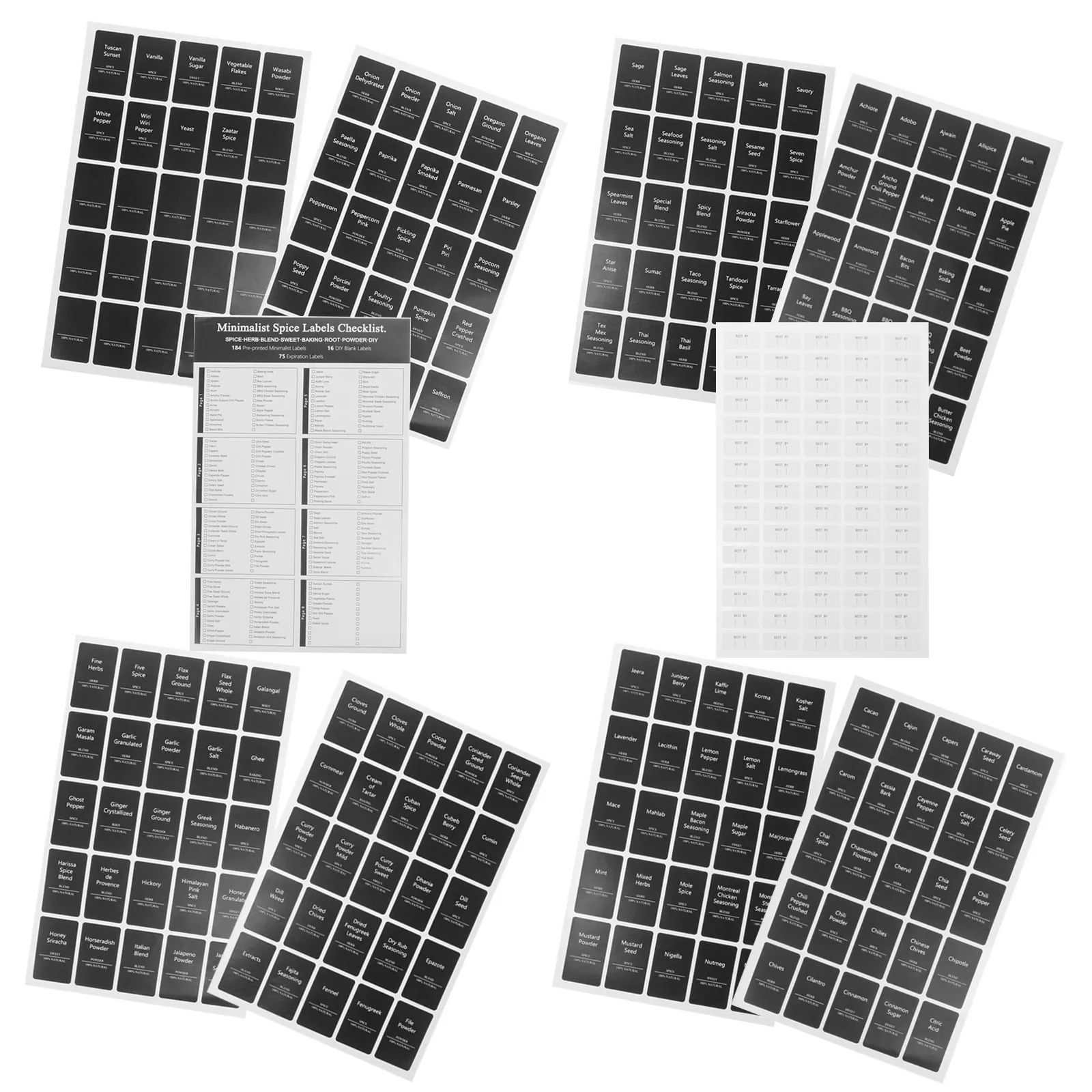 6 Sheets Preprinted Kitchen Label Stickers Self-Adhesive Spice Jar Labels for Seasoning Bottles Jars Containers Organization
6 Sheets Preprinted Kitchen Label Stickers Self-Adhesive Spice Jar Labels for Seasoning Bottles Jars Containers Organization