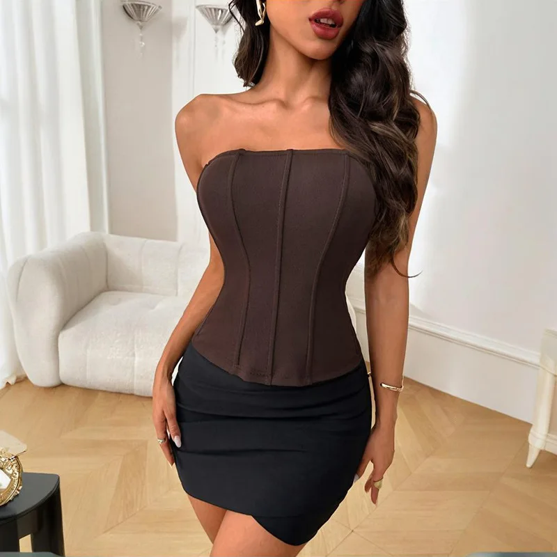 Elegant Solid Color Strapless Corset Y2k Sleeveless Vest Zipper Women Shaper Bustier Tops Sexy Lingerie Female Slim Fit Tank Top
Elegant Solid Color Strapless Corset Y2k Sleeveless Vest Zipper Women Shaper Bustier Tops Sexy Lingerie Female Slim Fit Tank Top