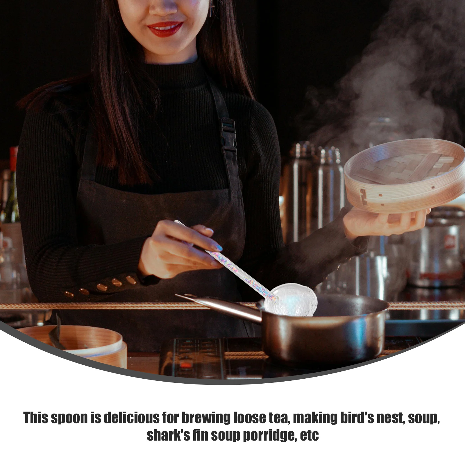 Decorative Glass Spoon Polished Handheld Long Handle Suitable for Loose Tea Brewing Soup Dessert Serving Scoop 
Decorative Glass Spoon Polished Handheld Long Handle Suitable for Loose Tea Brewing Soup Dessert Serving Scoop