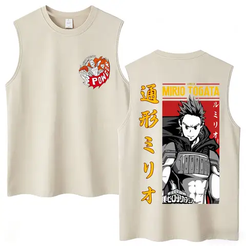 Anime My Hero Academia Mirio Togata Wash Tank Tops Men Women Vintage Manga Vests Oversized Cotton Sleeveless T Shirt Streetwear
