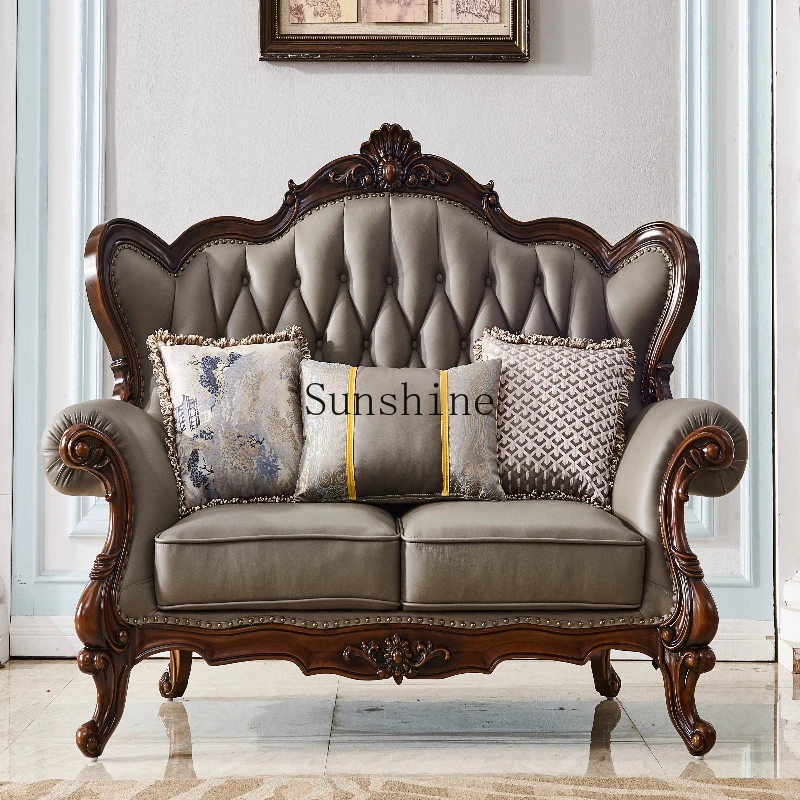 European sofa living room first layer cowhide large apartment, combination of all solid wood carving flowers
European sofa living room first layer cowhide large apartment, combination of all solid wood carving flowers