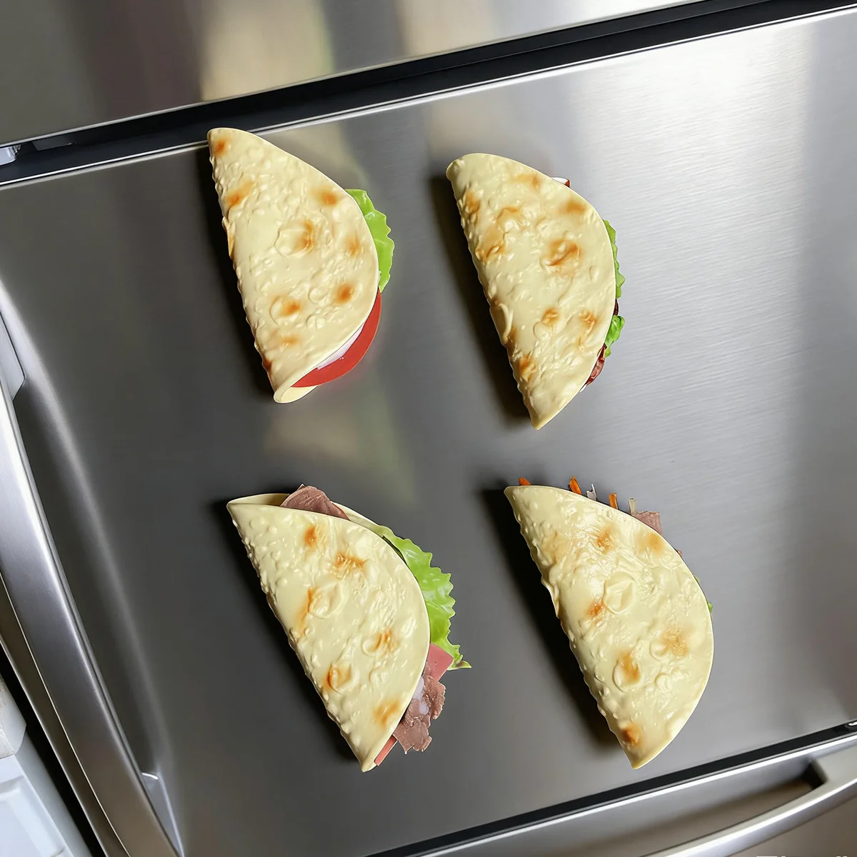 Fake Taco Mexican Artificial Taco Model Fake Food Model Fridge Sticker PVC Simulation Pancake Prop Decoration Home Decor
Fake Taco Mexican Artificial Taco Model Fake Food Model Fridge Sticker PVC Simulation Pancake Prop Decoration Home Decor