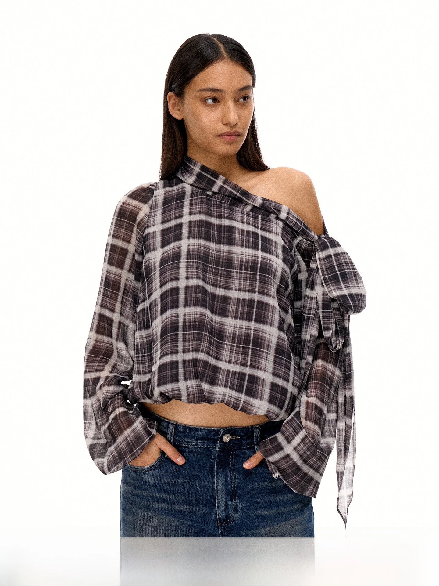 Firstfloor Retro Loose Fit Long Sleeve Shirt with Tie Dots Pattern Short Style Transparent Shoulder Baring Top for Women
Firstfloor Retro Loose Fit Long Sleeve Shirt with Tie Dots Pattern Short Style Transparent Shoulder Baring Top for Women