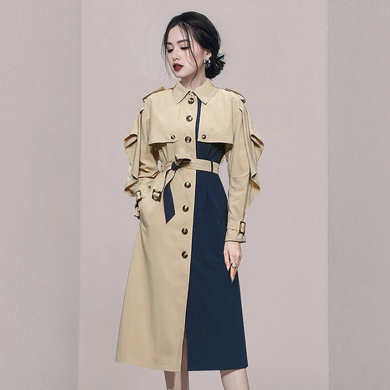 Khaki Color Style Women's Coat Autumn New High Waist Slimming Mid-Length European Goods Outerwear
Khaki Color Style Women's Coat Autumn New High Waist Slimming Mid-Length European Goods Outerwear
