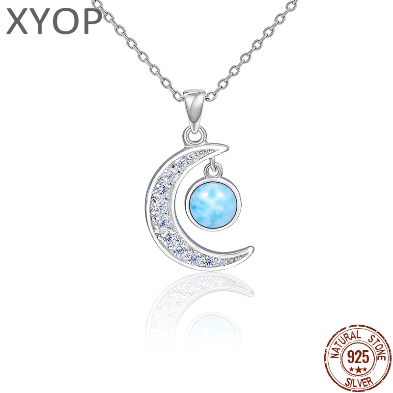 XYOP 925 Pure Silver Color Pure Natural Larimar Necklace Jewelry Personality Party
XYOP 925 Pure Silver Color Pure Natural Larimar Necklace Jewelry Personality Party