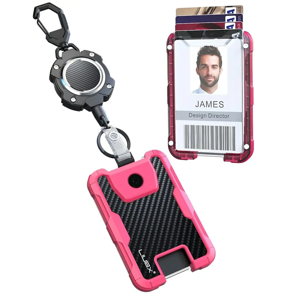 Retractable Badge Holders, Carbon Fiber Badge Holder,Heavy Duty Carabiner Keychain, Durable ID Card Holder (Holds 6 Cards),
Retractable Badge Holders, Carbon Fiber Badge Holder,Heavy Duty Carabiner Keychain, Durable ID Card Holder (Holds 6 Cards),