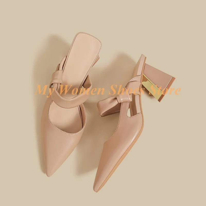 Nude Matte Leather Block Heel Slippers Sexy Pointy Toe Twist Strap Beige Real Picture Heel 7 cm Slip On Women Dress Shoes
Nude Matte Leather Block Heel Slippers Sexy Pointy Toe Twist Strap Beige Real Picture Heel 7 cm Slip On Women Dress Shoes