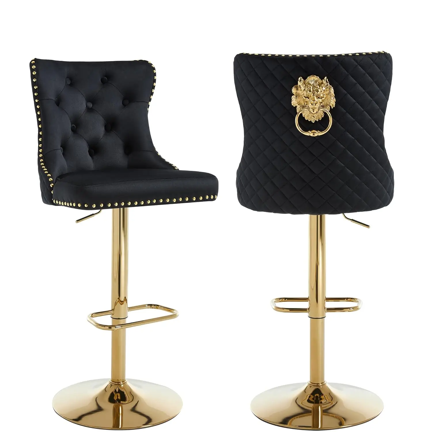 Бархатные барные стулья, набор из 2 поворотных тафтинговых стульев с высокой спинкой, регулируемым кольцом льва, кухонная столешница, черный, по индивидуальному заказу
Бархатные барные стулья, набор из 2 поворотных тафтинговых стульев с высокой спинкой, регулируемым кольцом льва, кухонная столешница, черный, по индивидуальному заказу