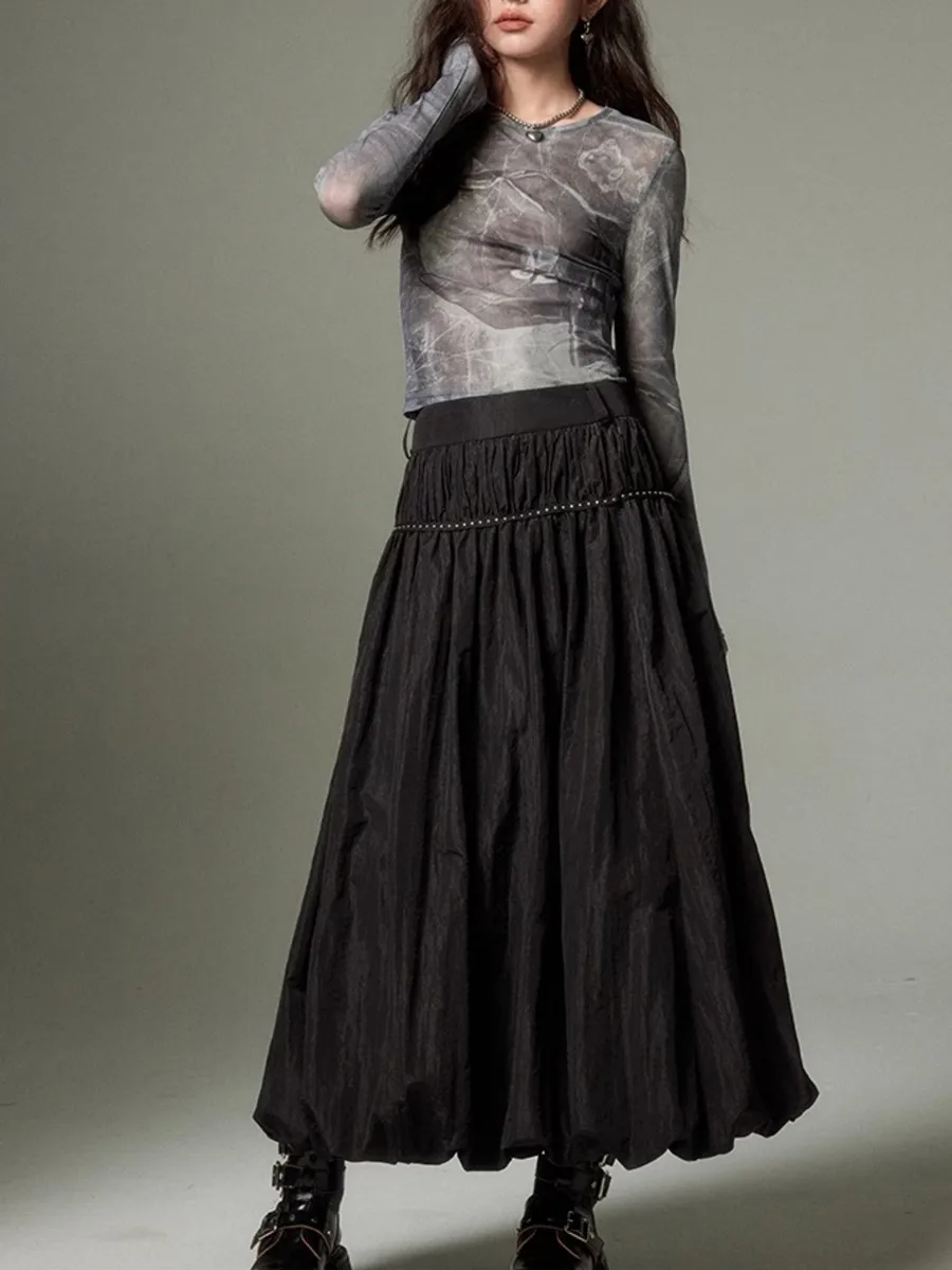 Women's Puffy Long Skirts Rivet Decor Elastic High Waist A-line Skirts Spring Summer Casual Bubble Skirts Kawaii Streetwear Y2K
Women's Puffy Long Skirts Rivet Decor Elastic High Waist A-line Skirts Spring Summer Casual Bubble Skirts Kawaii Streetwear Y2K