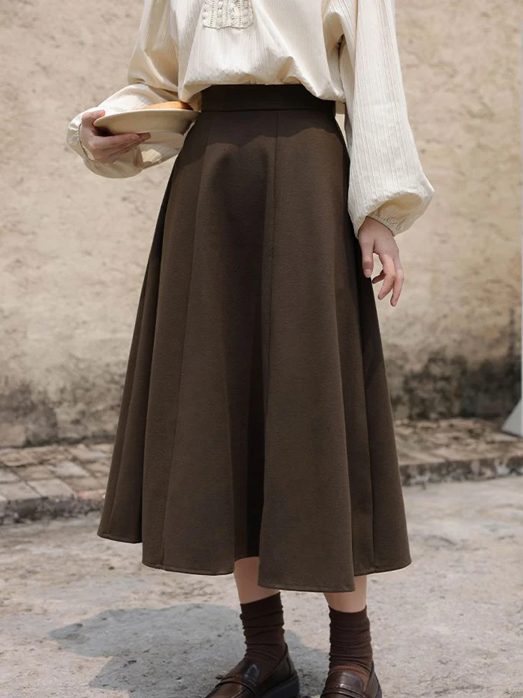 HOUZHOU Long Winter Skirt Woman Vintage Autumn Woolen Elegant Fashion High Waist A-line Loose Solid Pleated Midi Skirt Office
HOUZHOU Long Winter Skirt Woman Vintage Autumn Woolen Elegant Fashion High Waist A-line Loose Solid Pleated Midi Skirt Office