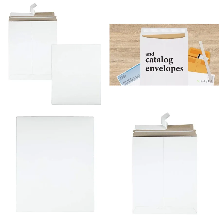 Photo Document Mailers, Redi-Strip Self Seal Closure, Rigid Stay Flat Mailer, White Recycled Fiberboard, 11" x 13.5", 25 per Bo
Photo Document Mailers, Redi-Strip Self Seal Closure, Rigid Stay Flat Mailer, White Recycled Fiberboard, 11" x 13.5", 25 per Bo