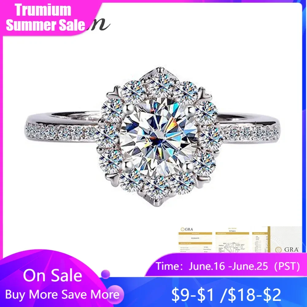 Trumium D Color VVS 1CT Moissanite Rings for Women Luxury Flower Shape Bridal Female Engagement Wedding Fine Jewerly
Trumium D Color VVS 1CT Moissanite Rings for Women Luxury Flower Shape Bridal Female Engagement Wedding Fine Jewerly