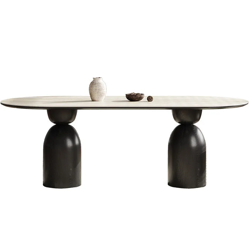 Solid wood rock slab dining table Household small apartment oval dining table
Solid wood rock slab dining table Household small apartment oval dining table