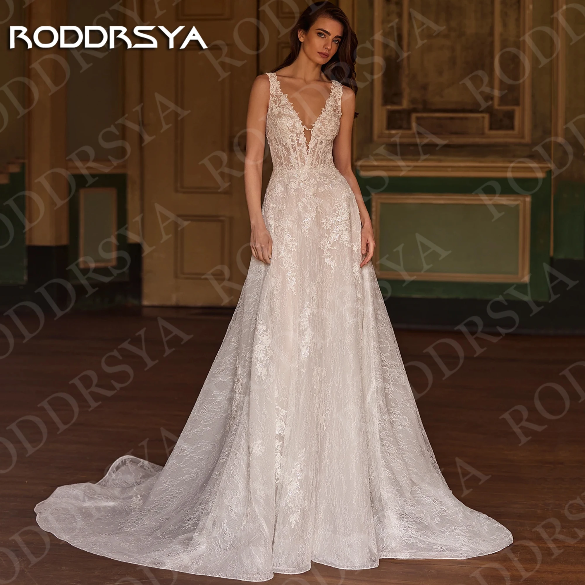 RODDRSYA Sleeveless Lace Wedding Dress Exquisite Boho Applique V Neck A Line Backless Bridal Dresses Customized vestido novia
RODDRSYA Sleeveless Lace Wedding Dress Exquisite Boho Applique V Neck A Line Backless Bridal Dresses Customized vestido novia