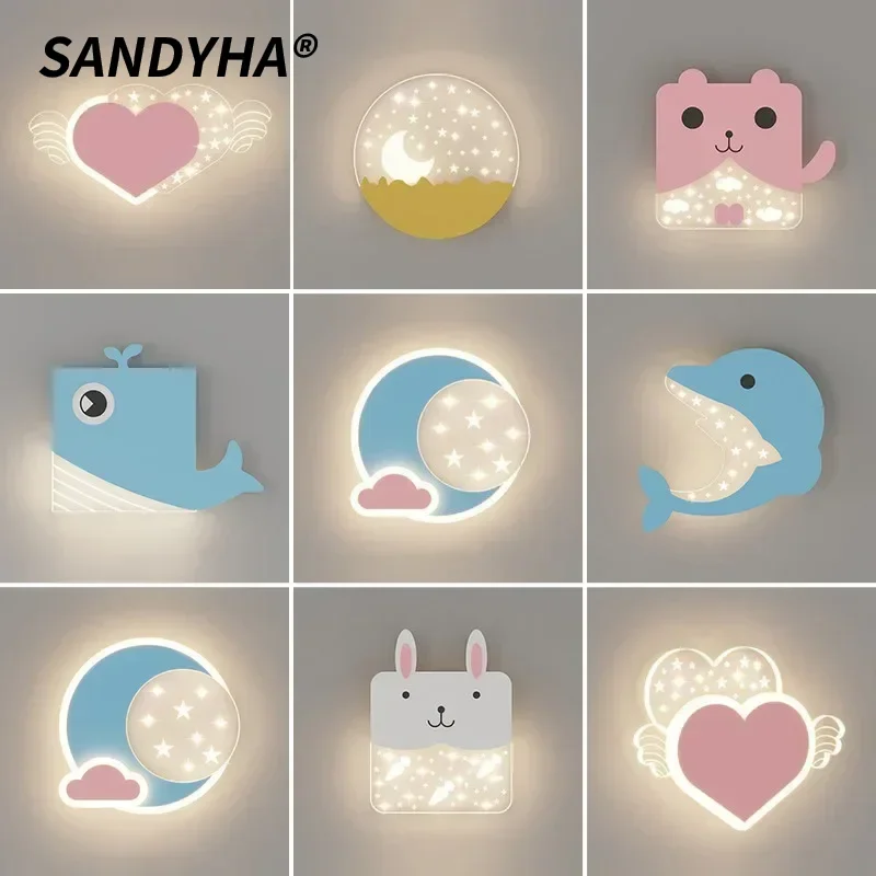 SANDYHA Cute Cartoon Kids Wall Lamp Warm LED Night Light for Childrens Room Bedroom Nursery Decor Creative Acrylic Lighting
SANDYHA Cute Cartoon Kids Wall Lamp Warm LED Night Light for Childrens Room Bedroom Nursery Decor Creative Acrylic Lighting
