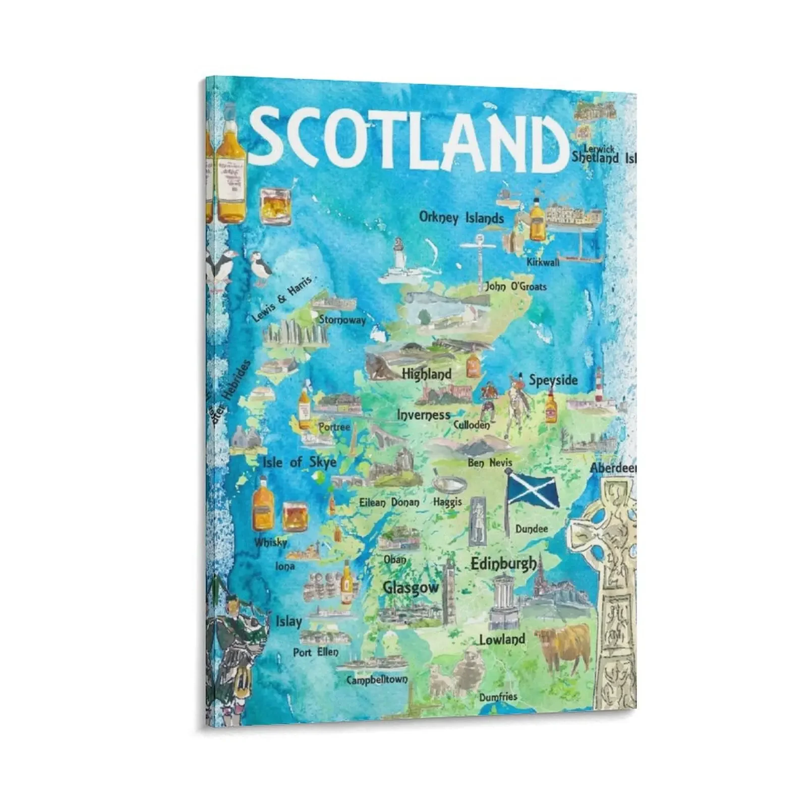 Scotland Illustrated Map with Landmarks and Highlights Canvas Painting posters anime Wall decoration frame
Scotland Illustrated Map with Landmarks and Highlights Canvas Painting posters anime Wall decoration frame