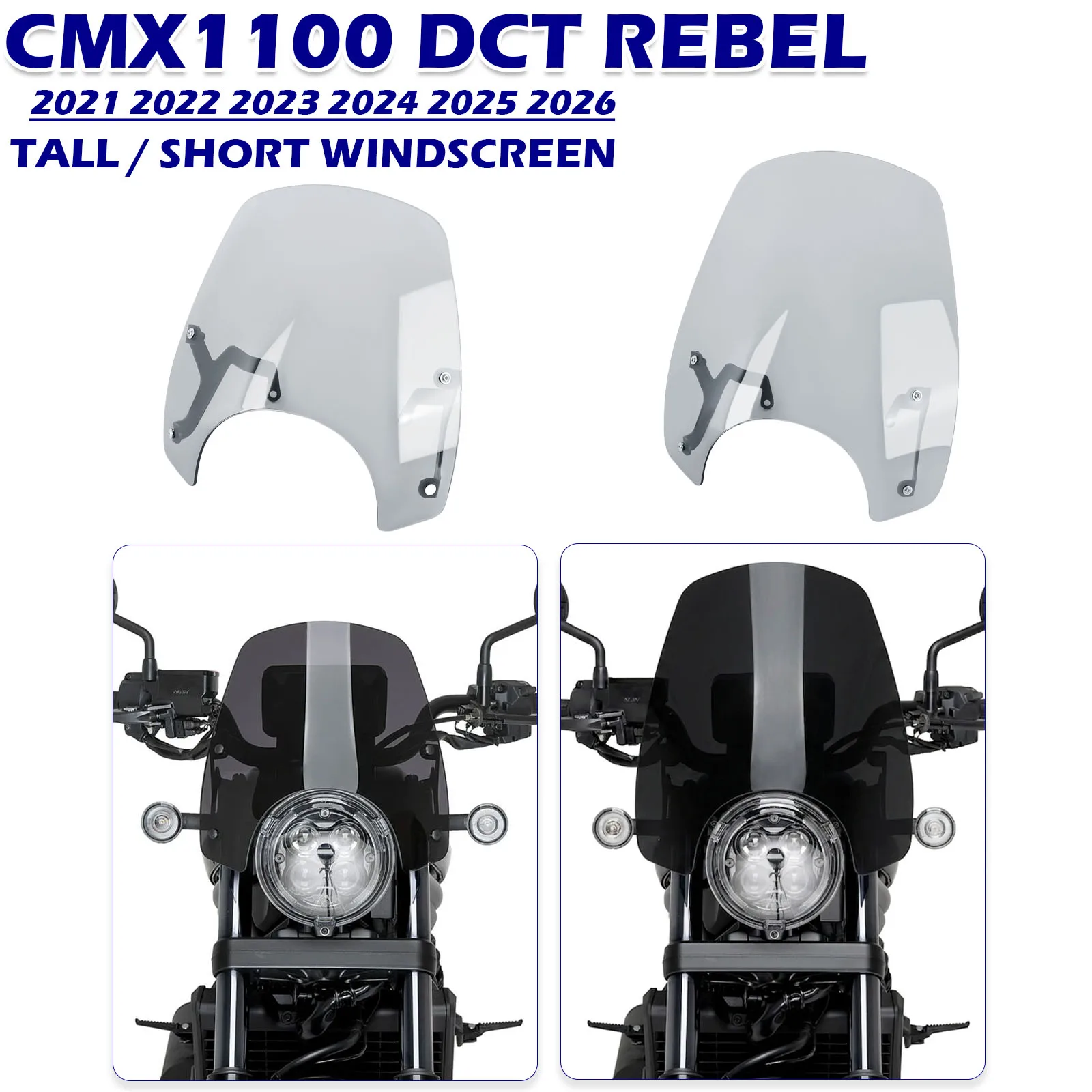 For Honda CMX1100 REBEL DCT 21-26 Motorcycle Tall Widening Windshield Double Bubble High Windscreen Wind Deflector Accessories
For Honda CMX1100 REBEL DCT 21-26 Motorcycle Tall Widening Windshield Double Bubble High Windscreen Wind Deflector Accessories