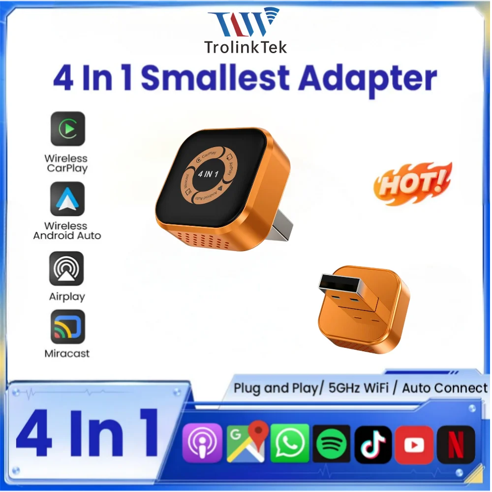 TrolinkTek Wireless Carplay 4in1 Smart Box Wired to Wireless Android Auto Plug&Play Adapter Dongle Airplay Miracast Mirror Link
TrolinkTek Wireless Carplay 4in1 Smart Box Wired to Wireless Android Auto Plug&Play Adapter Dongle Airplay Miracast Mirror Link