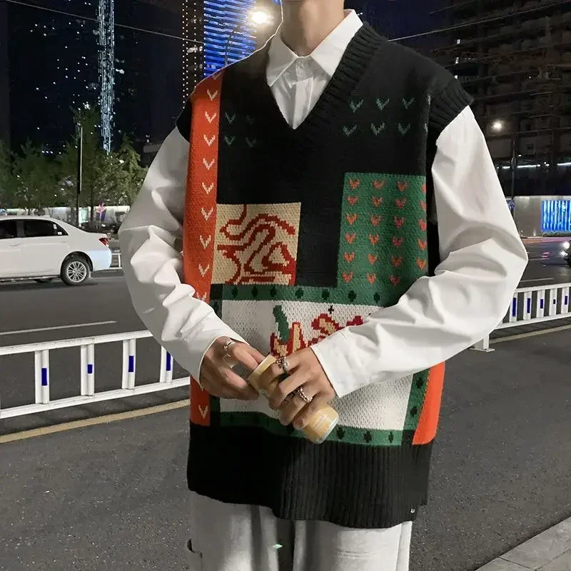 Knit Sweater Male Vest Patchwork Black Cute Sleeveless Men's Clothing Waistcoat Graphic Korean Style Winter 2024 New in Fashion
Knit Sweater Male Vest Patchwork Black Cute Sleeveless Men's Clothing Waistcoat Graphic Korean Style Winter 2024 New in Fashion