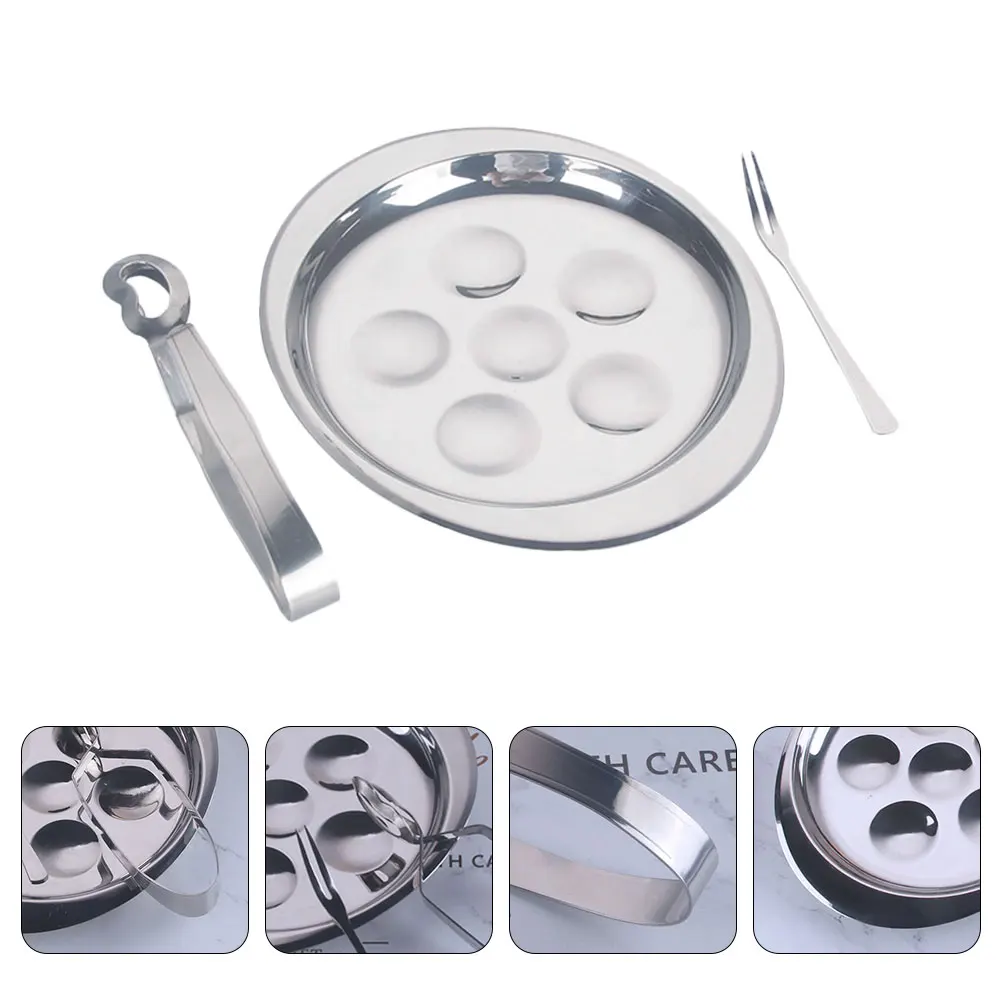 Escargot Plate 6 Hole Stainless Steel Snail Tray Server Dish Kitchen Utensil Fork Clamp Set Baking Pan Non Rust Easy Clean
Escargot Plate 6 Hole Stainless Steel Snail Tray Server Dish Kitchen Utensil Fork Clamp Set Baking Pan Non Rust Easy Clean
