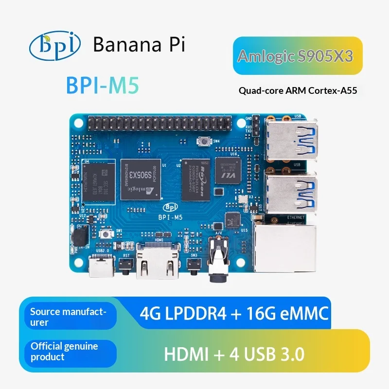 BPI M5 Quad Core Open Source Hardware Development Board Amlogic S905X3 Mainboard For Expansion
BPI M5 Quad Core Open Source Hardware Development Board Amlogic S905X3 Mainboard For Expansion