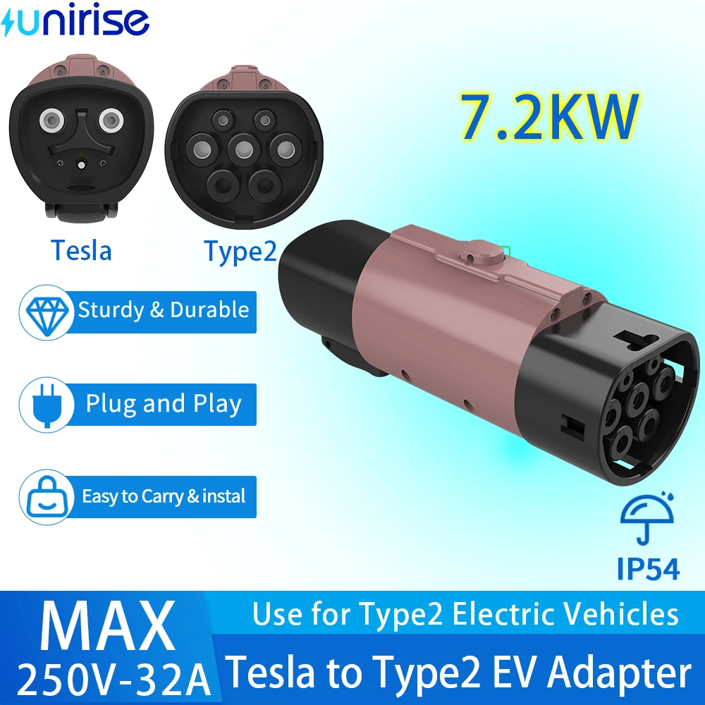 Unirise NACS to Type 2 Adapter 32A 7.2KW 250V Charging Converter Connector Compatible Electric Car Type2 Charger Adaptor
Unirise NACS to Type 2 Adapter 32A 7.2KW 250V Charging Converter Connector Compatible Electric Car Type2 Charger Adaptor