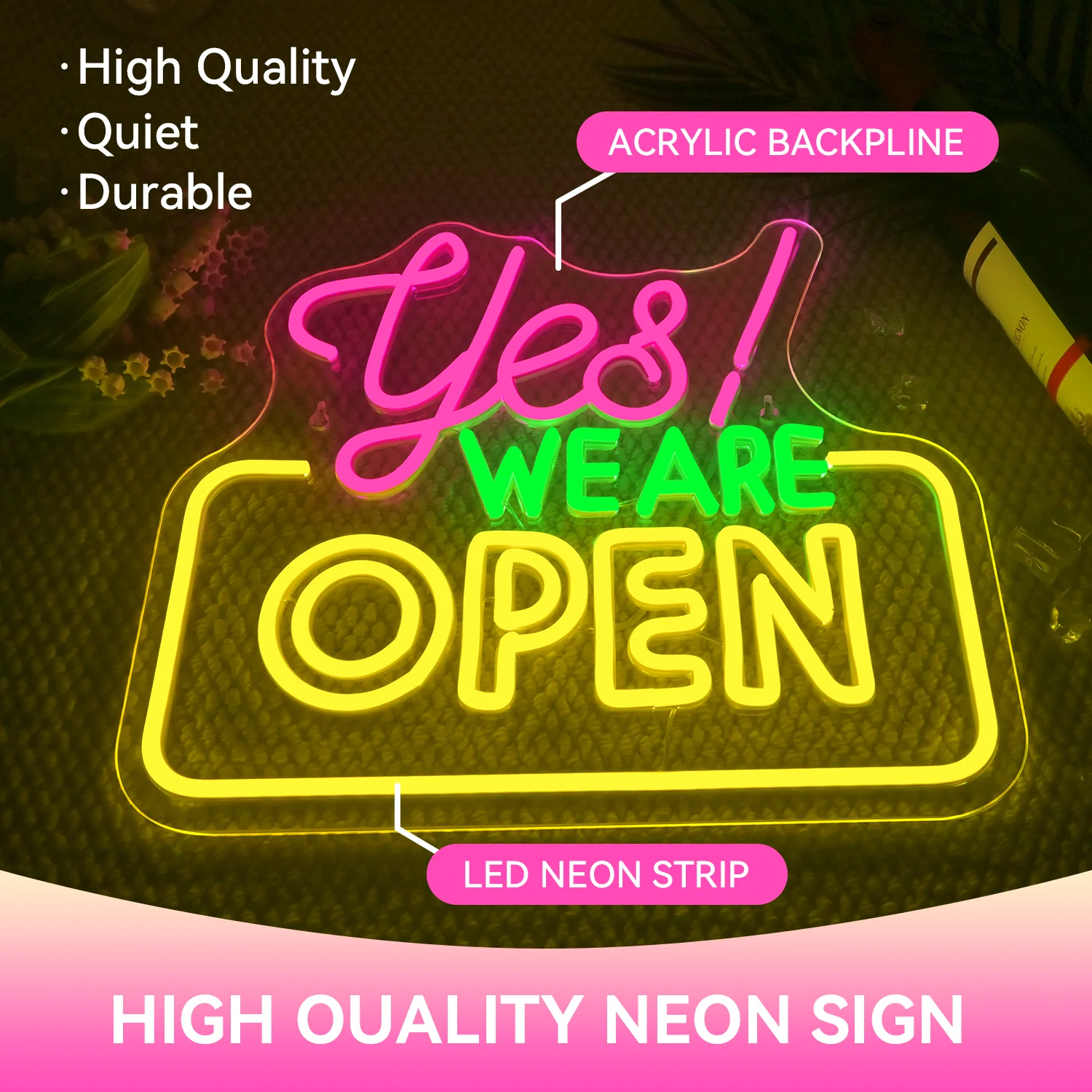 Open Neon Signs Dimmable YES WE ARE OPEN Neon Pink Open Sign with ON/OFF Switch Window Wall Decor for Door Bar Shop Coffee Salon
Open Neon Signs Dimmable YES WE ARE OPEN Neon Pink Open Sign with ON/OFF Switch Window Wall Decor for Door Bar Shop Coffee Salon