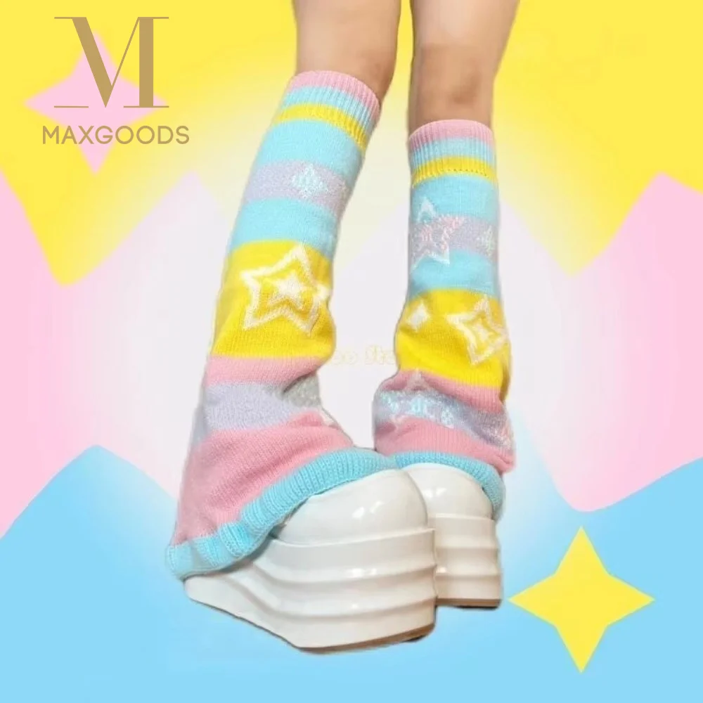 1 pair Jacquard Star Pattern Leg Warmers Rainbow Color Flared Design Knee-Length Socks Candy Color Footless Covers Women Girls
1 pair Jacquard Star Pattern Leg Warmers Rainbow Color Flared Design Knee-Length Socks Candy Color Footless Covers Women Girls