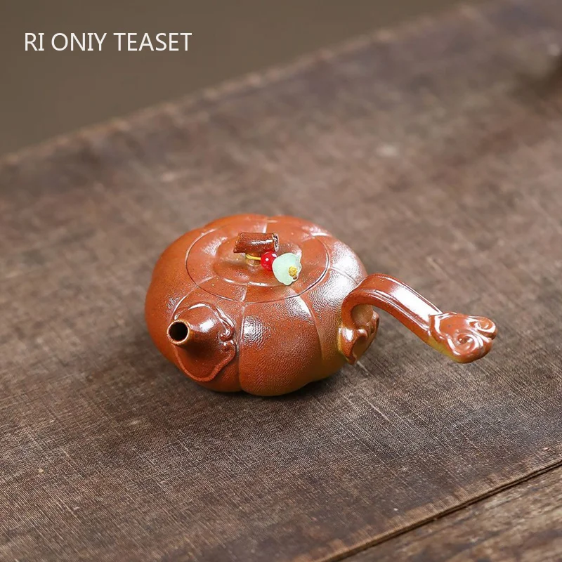 90ml Chinese Yixing Purple Clay Teapots Creative Handmade Pumpkin Shape Tea Pot Small Capacity Kettle Raw Ore Zisha Tea Set
90ml Chinese Yixing Purple Clay Teapots Creative Handmade Pumpkin Shape Tea Pot Small Capacity Kettle Raw Ore Zisha Tea Set