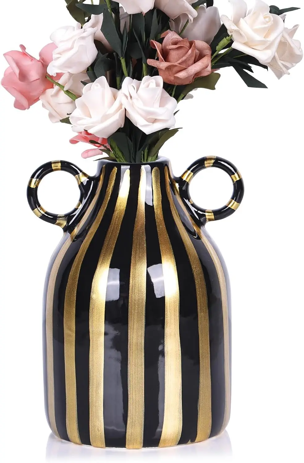 Ceramic Black and Gold Hand-Painted Striped Decorative Vase for Modern Bohemian Pampas Grass Decoration, Dining Table Ce
Ceramic Black and Gold Hand-Painted Striped Decorative Vase for Modern Bohemian Pampas Grass Decoration, Dining Table Ce