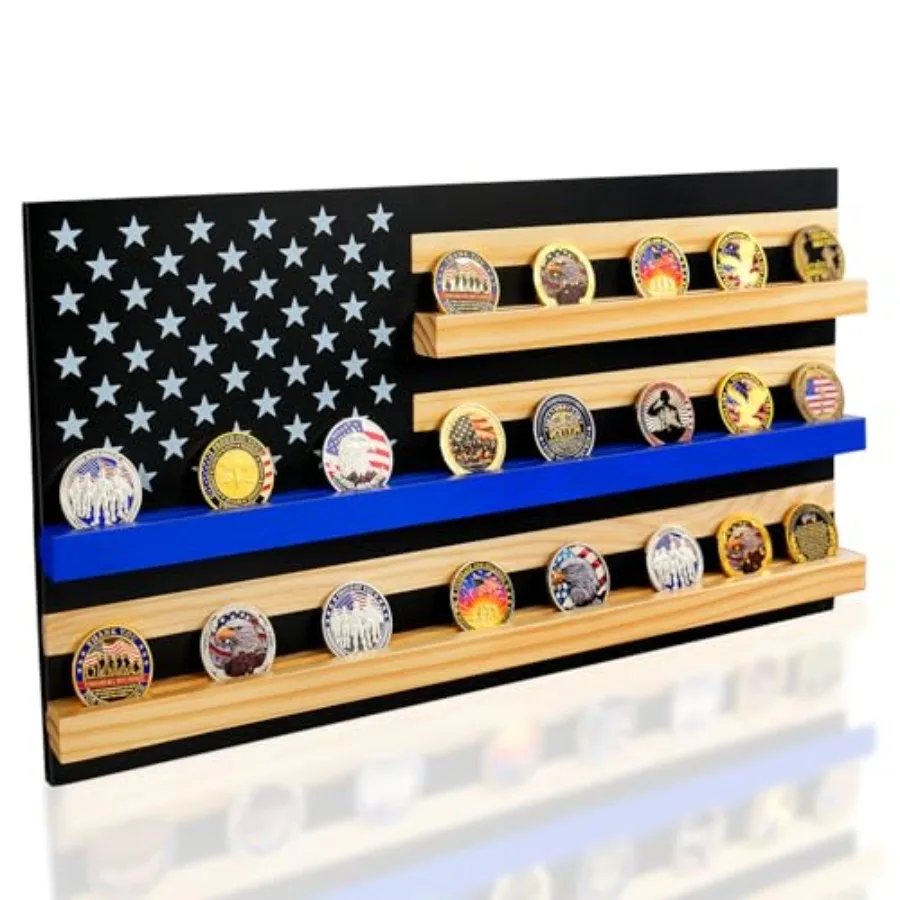 Solid Wood American Flag Challenge Coin Holder Wall Display Case 3-Row Thin Rack for 30 Military Coins Ideal Shelf for Collecti
Solid Wood American Flag Challenge Coin Holder Wall Display Case 3-Row Thin Rack for 30 Military Coins Ideal Shelf for Collecti