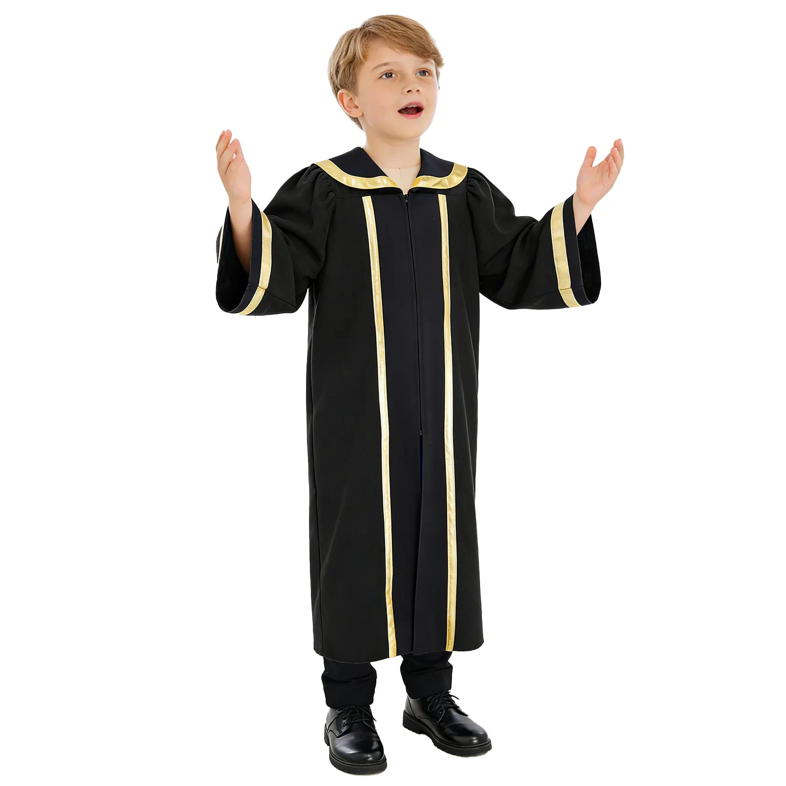 Boys Girls Front Split Zipper Choir Church Robe Muslim Thobe Graduation School Celebrations Ceremony Gown for Halloween Cosplay
Boys Girls Front Split Zipper Choir Church Robe Muslim Thobe Graduation School Celebrations Ceremony Gown for Halloween Cosplay