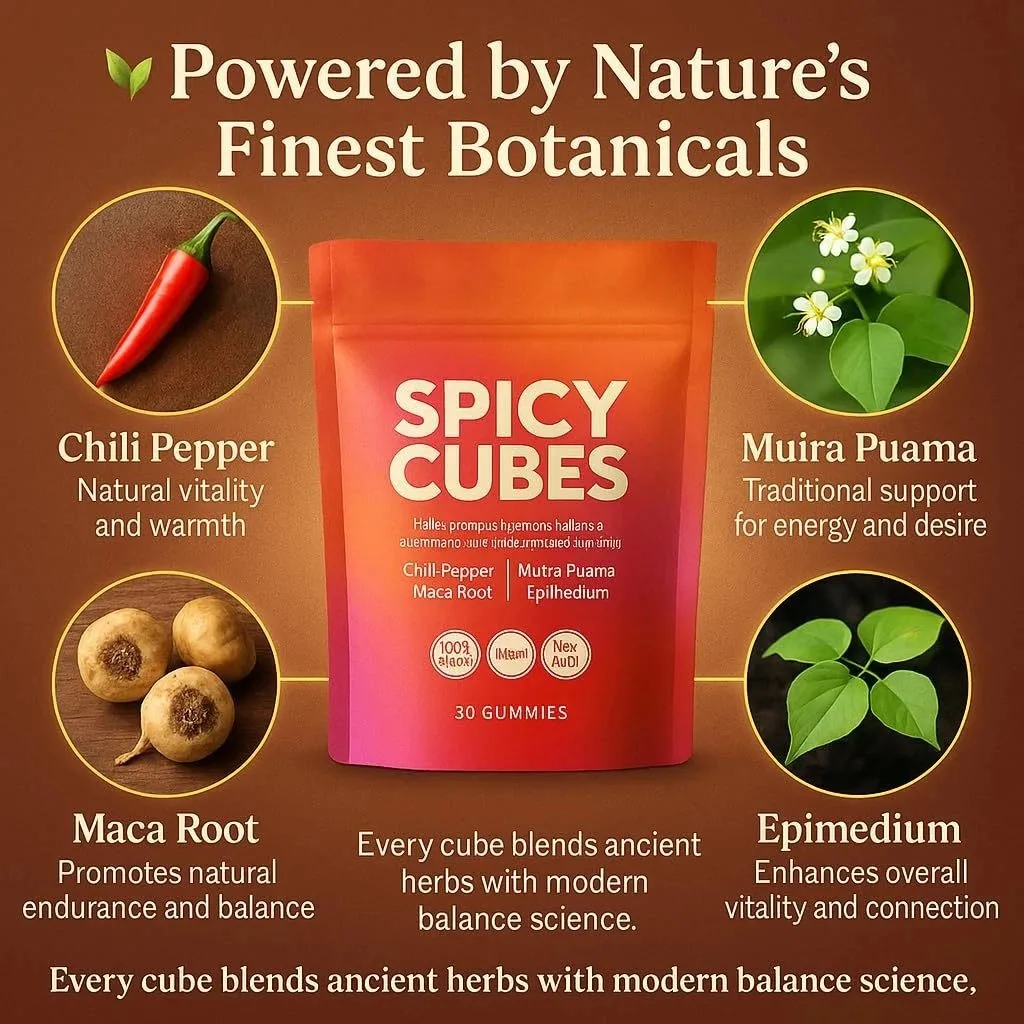 Spicy Cube Gummies for Men 30PCS Natural Herbal Supplement, Support Healthy Hormone Levels, Soothe Emotional Stress & Boost
Spicy Cube Gummies for Men 30PCS Natural Herbal Supplement, Support Healthy Hormone Levels, Soothe Emotional Stress & Boost
