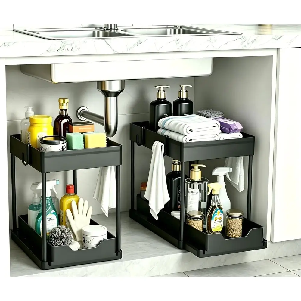 Under Sink Organizer 2 Pack, Bathroom Cabinet Organizer, 2 Tier Sliding Basket Organizer, Multi-pose Bath Collection Baskets, Ba
Under Sink Organizer 2 Pack, Bathroom Cabinet Organizer, 2 Tier Sliding Basket Organizer, Multi-pose Bath Collection Baskets, Ba