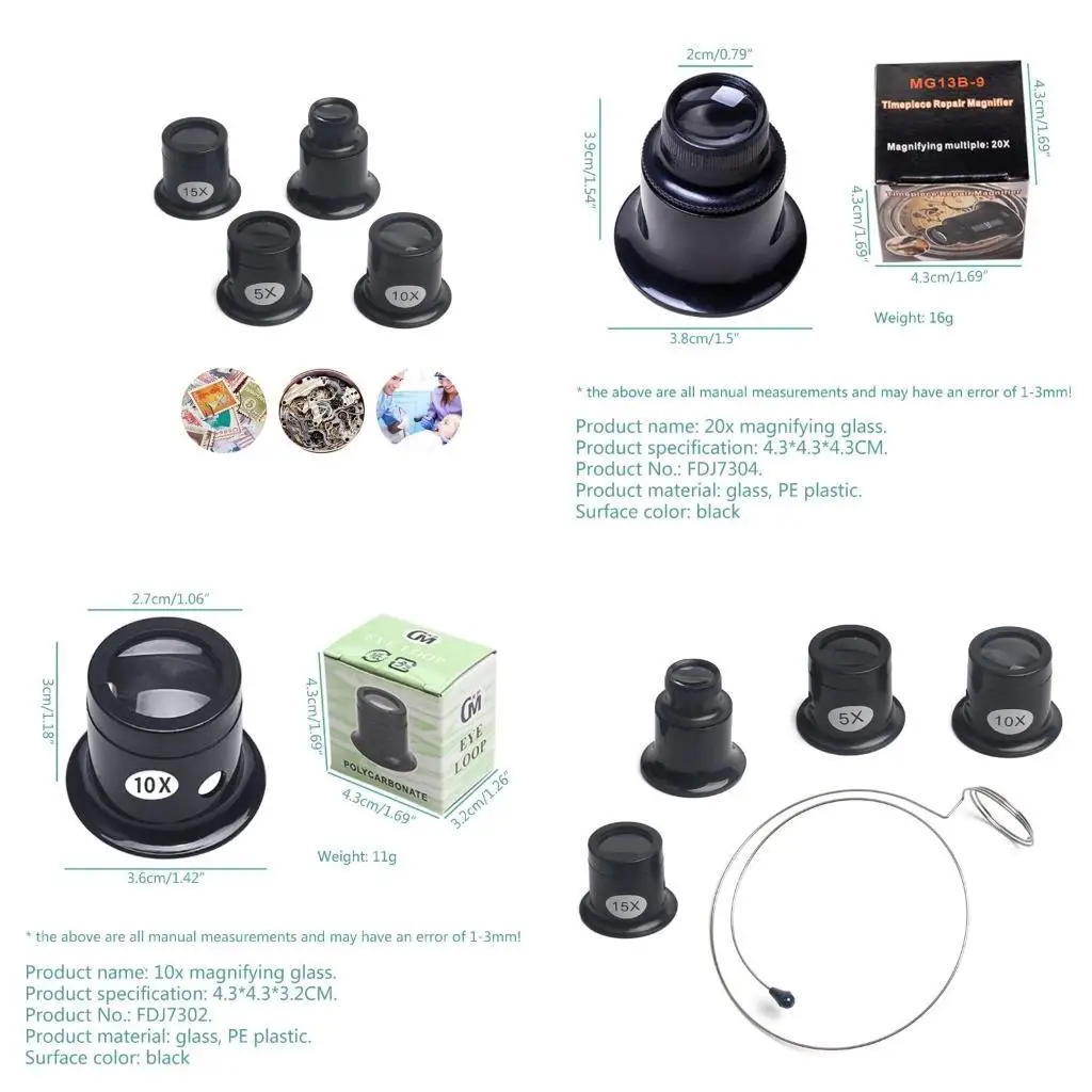 R9UF 5X 10X 15X 20X Jeweler Watch Magnifier Tool Portable Monocular Glass Loupe Lens for Eye Magnifier
R9UF 5X 10X 15X 20X Jeweler Watch Magnifier Tool Portable Monocular Glass Loupe Lens for Eye Magnifier