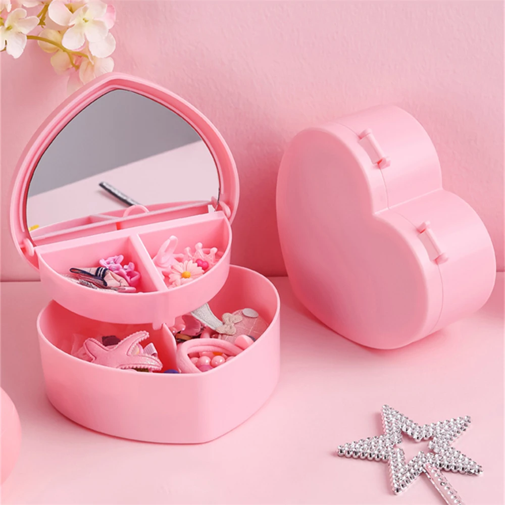 1PC Girls Heart Jewelry Storage Box With Mirror Plastic Bracelets Hair Band Organizer Girl's Drawer Desk Jewelry Display
1PC Girls Heart Jewelry Storage Box With Mirror Plastic Bracelets Hair Band Organizer Girl's Drawer Desk Jewelry Display
