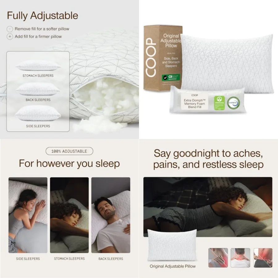 Original Adjustable Pillow, Size Bed Pillows for Sleeping, Cross Cut Memory Foam Pillows - Medium Firm Back, Stomach and Side S
Original Adjustable Pillow, Size Bed Pillows for Sleeping, Cross Cut Memory Foam Pillows - Medium Firm Back, Stomach and Side S