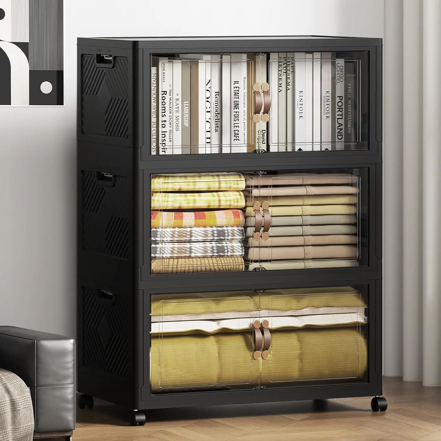 507QT/126Gal Stackable Storage Bins with a Lid, Collapsible Storage Bins with Doors, Folding Cabinet for Home Closet Organizatio
507QT/126Gal Stackable Storage Bins with a Lid, Collapsible Storage Bins with Doors, Folding Cabinet for Home Closet Organizatio