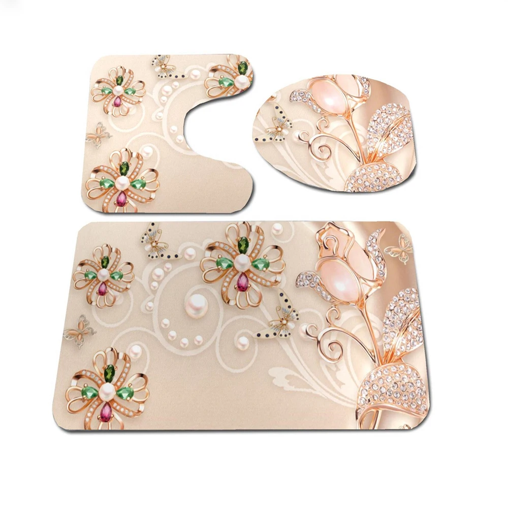 Floral Accessories Bathroom 3-piece Floral Bathroom Carpet Foot Mat Toilet Mat Bathroom Set non-slip Absorbent
Floral Accessories Bathroom 3-piece Floral Bathroom Carpet Foot Mat Toilet Mat Bathroom Set non-slip Absorbent