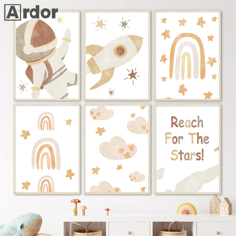 Star Clouds Rainbow Boho Painting Poster Astronaut Canvas Pictures Rocket Wall Art Print Nursery Wall Posters Kids Room Decor
Star Clouds Rainbow Boho Painting Poster Astronaut Canvas Pictures Rocket Wall Art Print Nursery Wall Posters Kids Room Decor